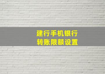 建行手机银行 转账限额设置